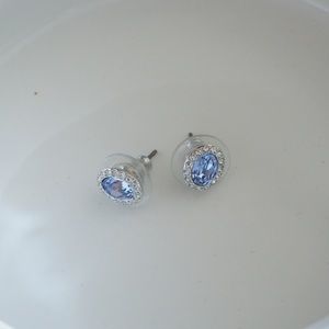 Swarovski Christie Oval Rhodium with Lavender & Clear Crystal Stud Earrings